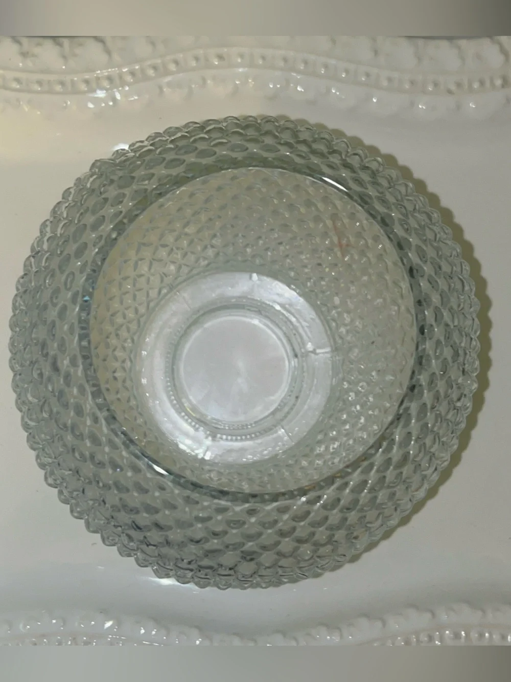Pressed Glass Sphere Diamond Pattern Lamp/Burricane Lamp Shade Vintage